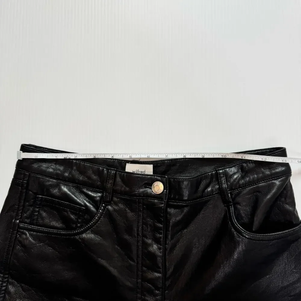Wilfred Aritzia Melina Faux Leather Pants Black Women’s 8 Minimalist Futurism - Picture 8 of 16